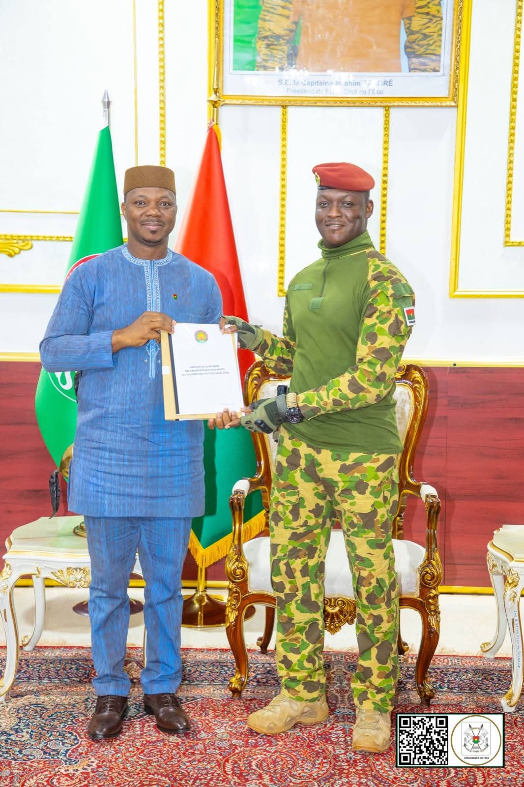 CONFÉDÉRATION DES ETATS DU SAHEL:le projet de texte juridique du parlement confédéral remis au Président du Faso