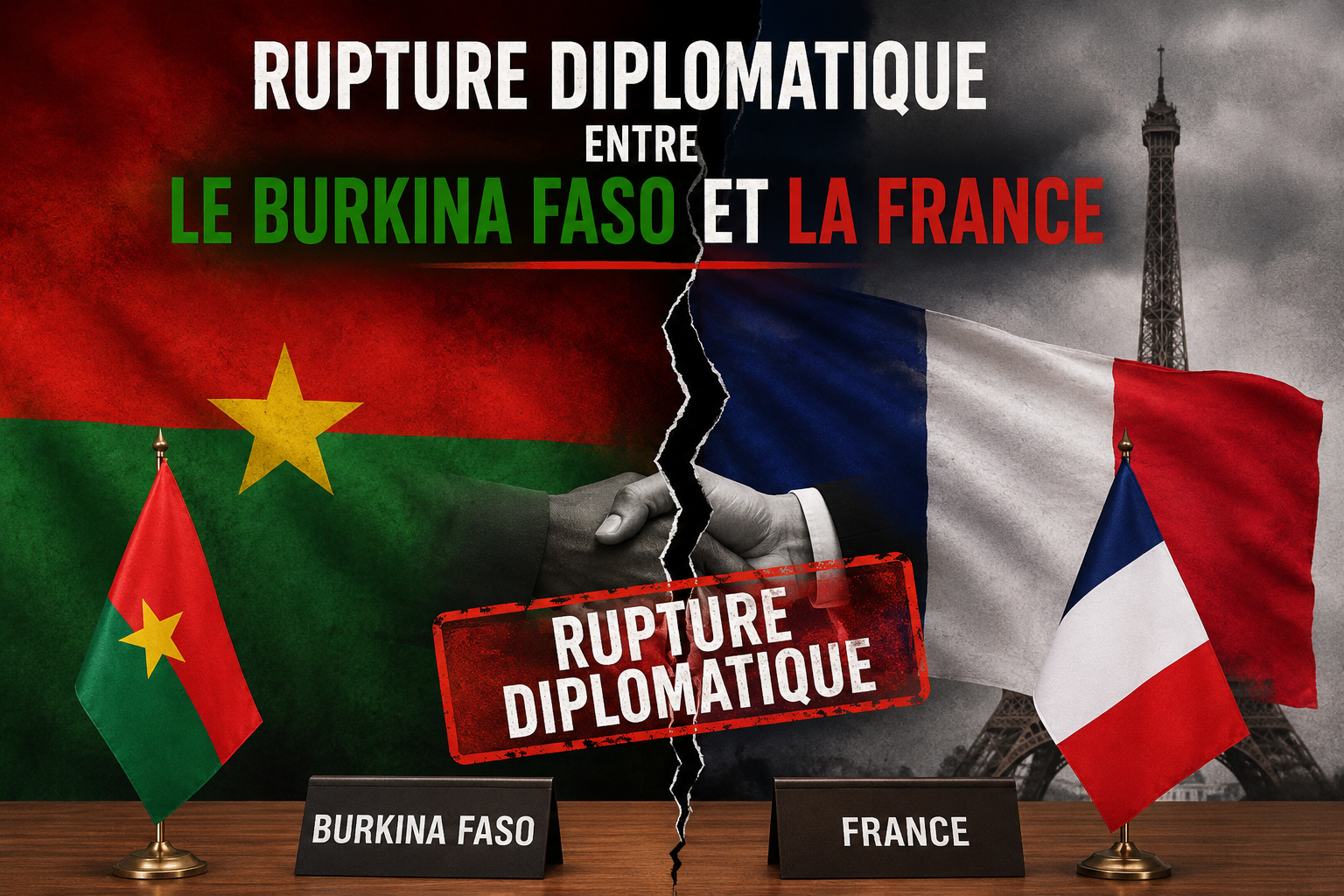 COMMUNIQUE RELATIF A LA RUPTURE DES RELATIONS DIPLOMATIQUES ENTRE LE BURKINA FASO ET LA REPUBLIQUE FRANÇAISE